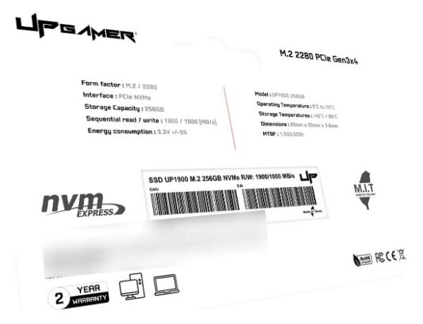 Hd Ssd M.2 256gb Nvme Up Gamer Up1700 1950mb - Imagem 4