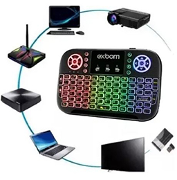 Mini Teclado Sem Fio Led Para Tv Box Smart Tv Pc Preto