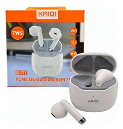 Fone De Ouvido Sem Fio Kaidi 771 Bluetooth Cor Branco