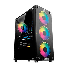 Gabinete Gamer Hayom 4 Fans Sfonte Rgb Atx Midtower Gb1749 Preto