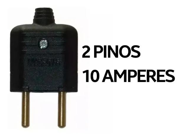 Plugue Plug Macho 2 Pinos Maciço 10A 8I - Imagem 3